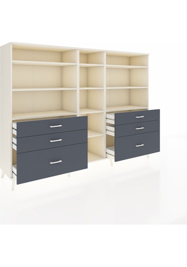 Hyperion Dolap 10 Raflı 6 Çekmeceli 220x44x163 Aytaşı-aytaşı/ant Aytaşı-aytaşı/antrasit