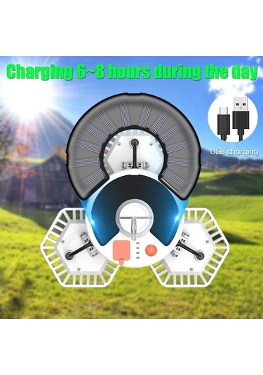 Pazly Güneş Enerjili 126 Led Kamp Feneri, Acil Durum Işığı, Usb Şarj Beyaz Beyaz