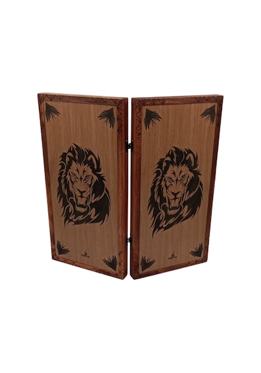 Simya Figür Aslan Baş Tavla Ceviz Kaplama