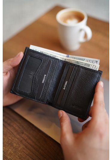 Bayderi Lisande Kibar Hakiki Deri Erkek Cüzdanı - Siyah