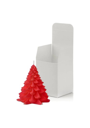 Büyük Kırmızı Dekoratif Yılbaşı Çam Ağacı Mum Kirmızı