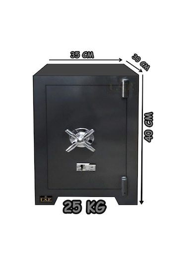 U.S.F Ev ve Ofis Tipi Çift Anahtarlı Çelik Para Kasası 35 x 30 x 40 CM 25 KG Gri