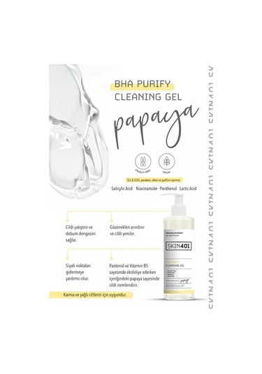 Skin401 Bha Arındırıcı Siyah Nokta Karşıtı Yüz Temizleme Jeli 200 ML