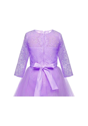 Mor Dantelli Çocuk Abiyesi - Çocuk Gelinlik Gelinlik - Tarlatanlı Mor