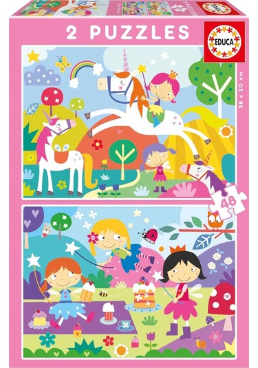Educa 4-6 Yaş 2x48 Parça Fantazi Arkadaşlar Puzzle - Kız Çocuk Karton Puzzle 1 Adet