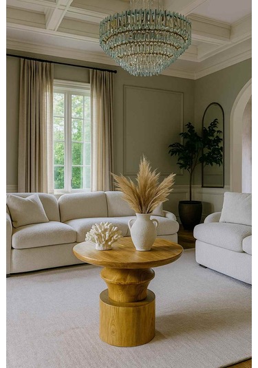 Dekoratif Ahşap Renk Orta Sehpa Ahşap Mantar Model Meşe