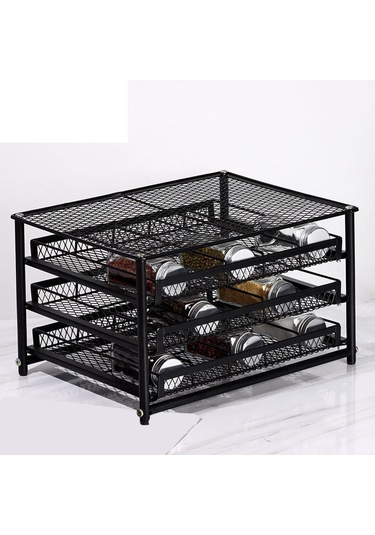 Suntek Mutfak Baharat Rafı 3 Katlı Tezgah Üstü Düzenleyici Siyah