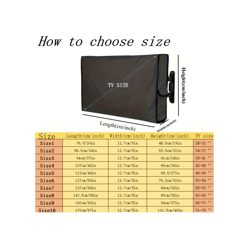 Gateesat 420d Bahçe Tv Kılıfı 60-65 İnç Siyah Dayanıklı Tüm Mevsimler