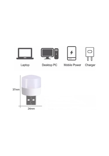 Led Usb Işık Beyaz 1W Mini Boy Tüm Usb Girişleri ile Uyumlu