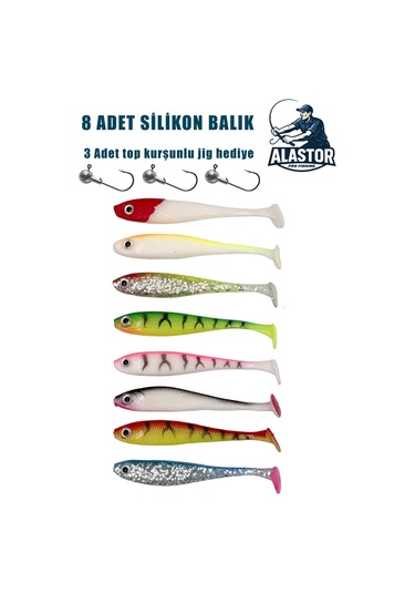 Silikon Balık Set 3 Adet İğneli Jig Hediyeli Suni Balık Yemi