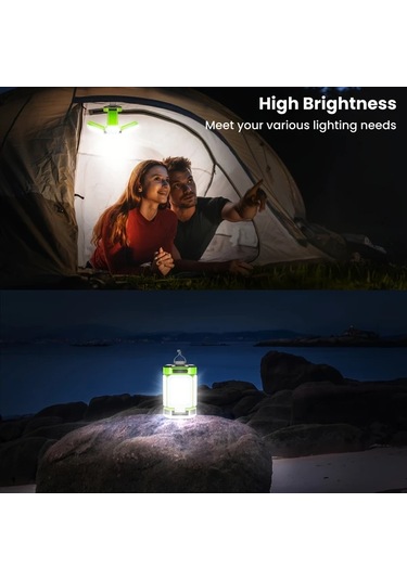 Xuweiwei Yeşil Kamp Lambası Ayarlanabilir Parlaklık 5 Aydınlatma Modu Toz Su Geçirmez Ip54 Kampçılık Acil Durum Yeşil