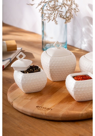 Emsan Flower 5'li Baharat Takımı Beyaz