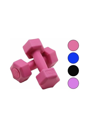 1kg Plastik Köşeli Dambıl 2 Parça Herhangi Bir Renk Gönderilir 5