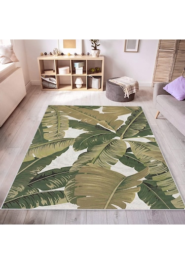 Rovigo Home Dijital Baskı Yıkanabilir Kaymaz Taban Salon Halısı Rvg0529 Yeşil