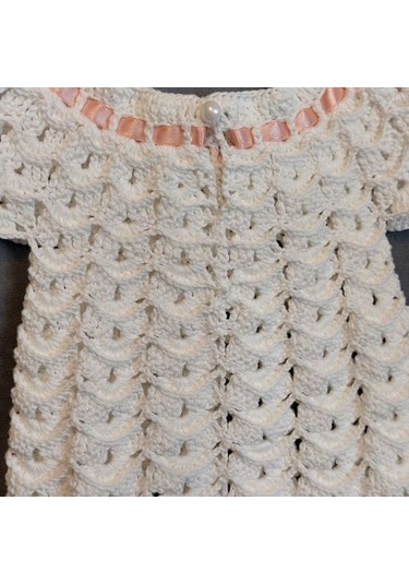 Uretti - Talia 8659 2040 El Örgüsü Koton İp Kız Çocuk Beyaz Elbise - 6 / 9 Ay Beyaz