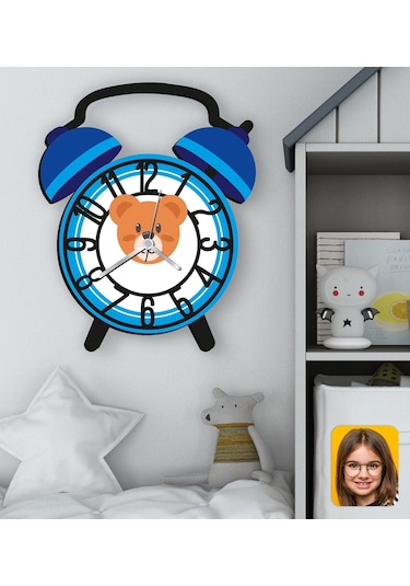 Bk Gift Kişiye Özel Hayvan Figürlü Retro Çalar Saat Tasarımlı Kabartma Figürlü Ahşap Çocuk Duvar Saati-3, Ev Dekoru, Çocuk Odası Aksesuar Bitmeyencom2 Çok Renkli