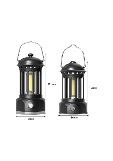 Şarj Edilebilir Cob Kamp Işığı Retro Tarzı Çadır Asma Işık Fener Lambası Yürüyüş Akşam Partisi Için Boyut: L - Kırmızı