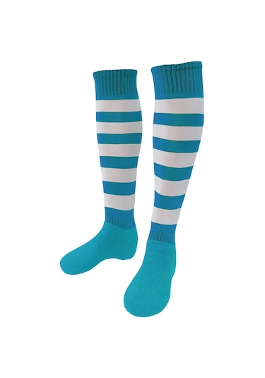 Leon Lüks Uzun Konç Çorap Futbol Çorabı Turkuaz Beyaz Turkuaz - Beyaz