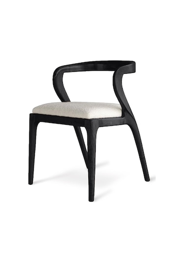 Akrep Beyaz Kumaş Siyah Ahşap Sandalye