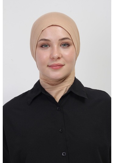 Pratik Esnek Likralı Boyunluklu Geçmeli Bone Bej