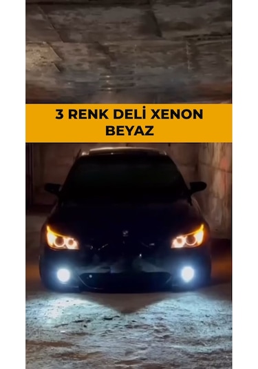 H3 - 3 Renk Xenon Şimşek Etkili 3 Renk Deli Mavi - Sarı- Kristal Beyaz Led Zenon Led Xenon