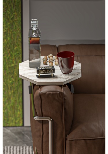 İkili Yan Sehpa Ayarlanabilir Tepsi Sekizgen Efes