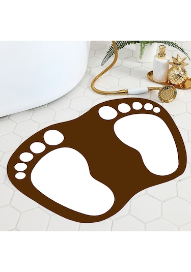 Eco Concept Ayak İzi Kaymaz Taban Banyo Paspası 40 x 60 Kahverengi