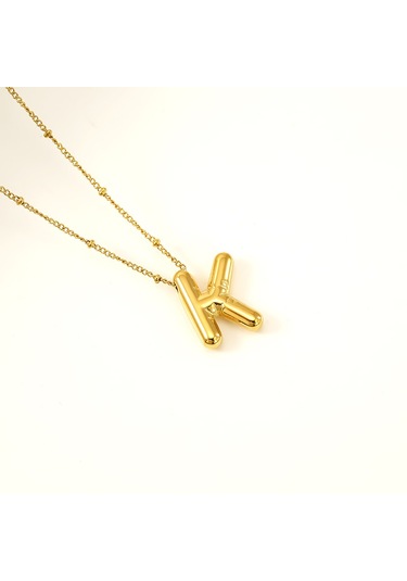 Relaxed Parlak Mektup Kolye Tombul Avrupa Ve Amerikan Modası Basit Köprücük Kemiği Zinciri-k Altın