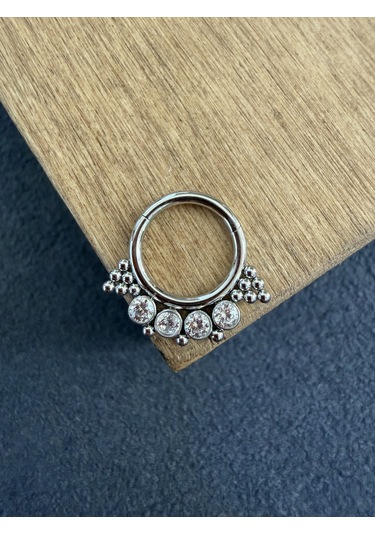 316 L Cerrahi Çelik Zirkon Taşlı Pırlanta Model Halka Piercing Açık Mor