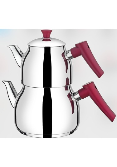 Viola Mini Piramit Paslanmaz Çelik Çaydanlık 0,9/1,5 Lt Fuşya - Pembe