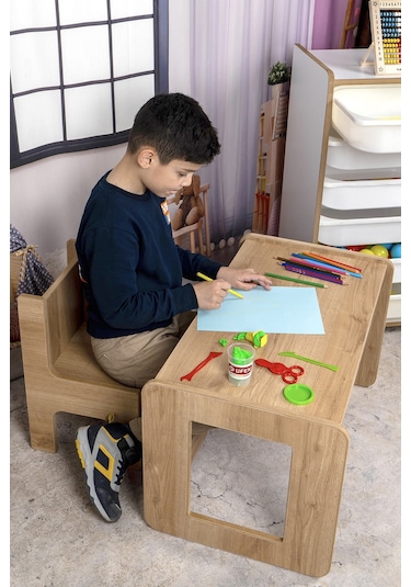 Çocuk Oyun, Aktivite Ve Etkinlik Masası, Ceviz-gri, 18mm 1.sınıf Ceviz