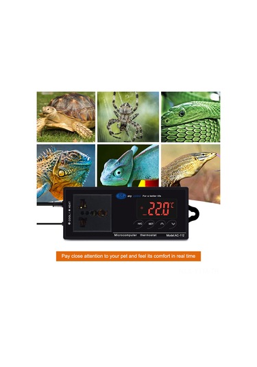 Geeksen Sıcaklık Kontrol Cihazı Akıllı Dijital Ekranlı Isıtma/soğutma Modu Serinlik Pet Bahçe Sucul Sisteme Uygulanabilir Siyah 220v Eu Standartı