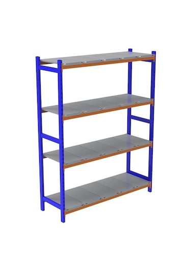 4 Katlı Depo Rafı - 300-350 Kg Taşıma Kapasiteli Hafif Rack Raf 60x90x250 Cm Galvaniz