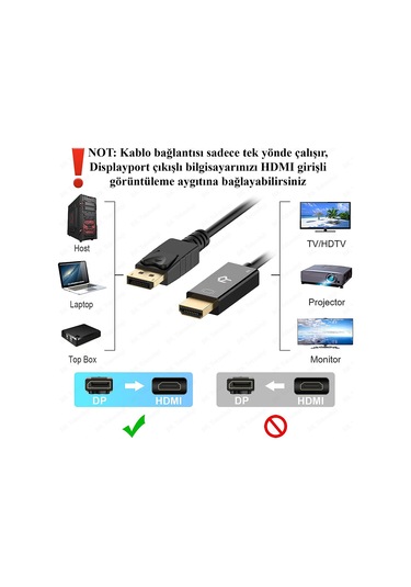 Yüksek Kalite Displayport To Hdmi Dönüştürücü Kablo - 1.8 Metre