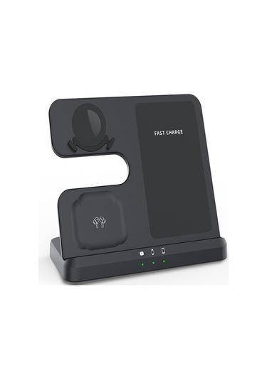 Maiyame Samsung Uyumlu Telefon, Saat Ve Kulaklık İçin 15w Hızlı Şarj, Dikey Masaüstü 3'ü 1 Kablosuz Şarj Aleti, Siyah, Avrupa Standartı