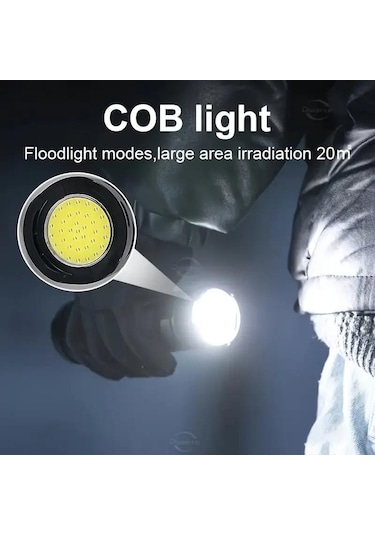 Valkyrie Ultra Güçlü Yüksek Parlaklık M80 Led Şarjlı El Feneri 6000mah Powerbank Siyah