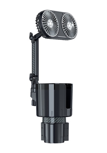 Reedark 360 Dönebilen Çift Başlıklı Araç Fanı - 3 Hız Ayarlı, Renkli Led Işıklı, 12v/24v Usb Şarjlı Otomobil Soğutucu