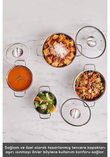 Karaca  Emirgan İndüksiyon Tabanlı 8 Parça Çelik Tencere Seti