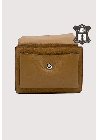 Hakiki Deri Kadın El Çantası Camel Smr9022 Camel