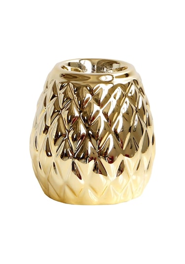 Suntek Seramik Mumluk Ananas Şekilli Mumluk Süs Altın S