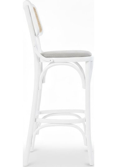 Sofa Hazeranlı Ahşap Bar Sandalyesi Beyaz