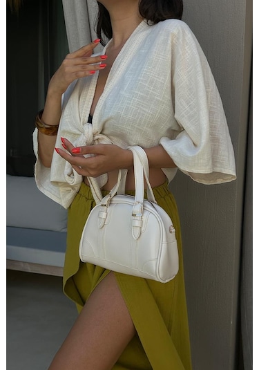Shule Bags Peggy Oval Çapraz Çanta Krem Krem