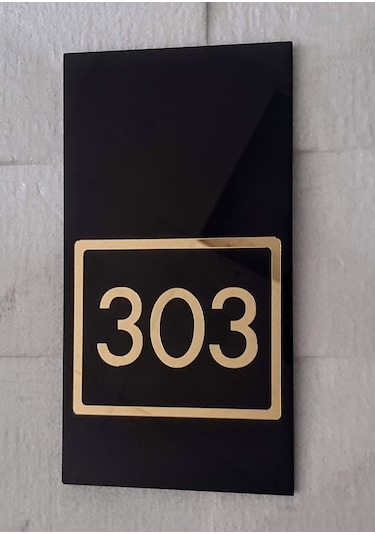 Glossy Black Serisi Full Frame Kapı Numarası