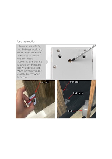 Shineyee Akıllı Gizli Kilit - Çekmece/şapka Dolabı/çift Kapı Uyumlu - Tıpkı Dokunmatik - Pil Yok - Mavi Id Kartı - Abs Malzeme Diğer