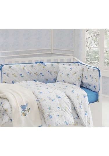 Menderes Home Lanotte Ranforce Bebe Nevresim Takımı Lola Mavi