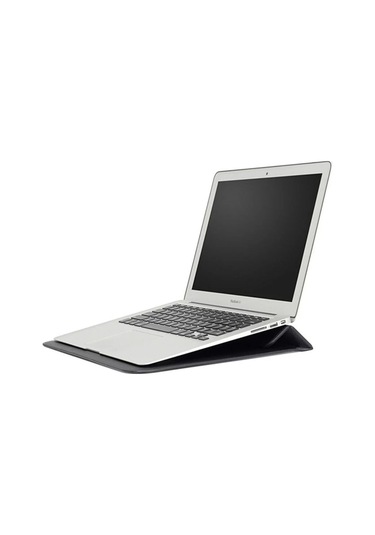 Macbook Pro 14 İnç M3 A2992 A2918 Uyumlu Deri Mıknatıslı Çanta Stantlı Şık Tasarım Siyah