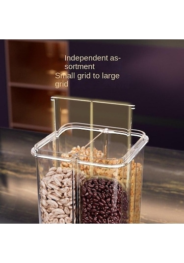 Pazly Çok Fonksiyonlu Tahıl Kutuları 3000ml - Bölümlü, Mutfak Organizatörü Kaba Taneler Mühürlü Kavanozlar - Modern Minimalist Plastik Diğer
