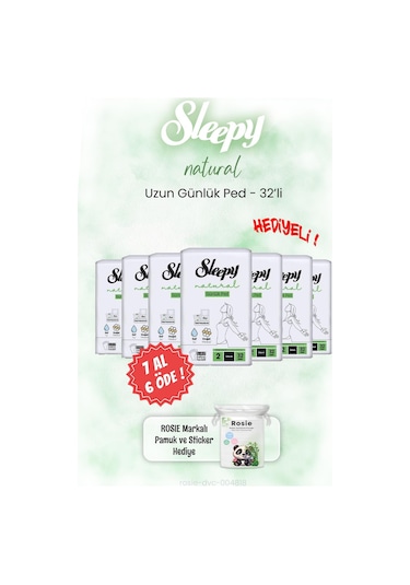 7 Al 6 Öde Sleepy Natural Uzun Günlük Ped 32'li Ve Rosıe
