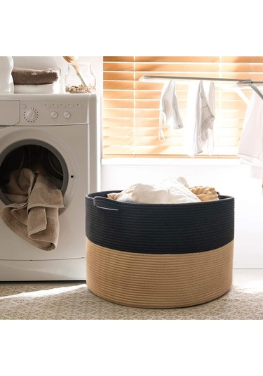 45x35 Jüt Pamuklu Büyük Boy Sepet, Battaniye, Oyuncak Sepeti Jütsiyah