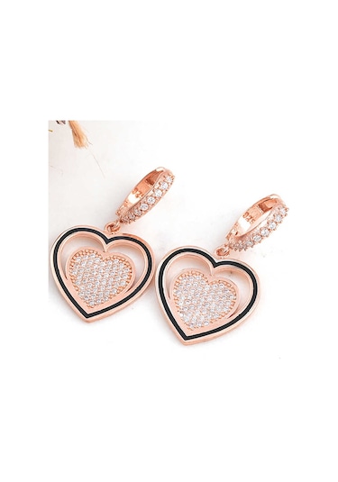 Gümüş Rose Sallantılı Kalp Kadın Küpe 86813682